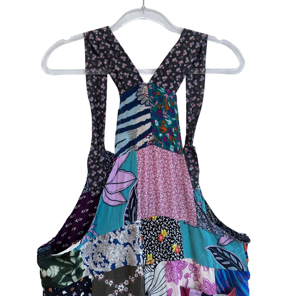 Patchwork Overalls Boho Wide Leg Jumpsuit Festival Western Cottagecore S/M - Picture 8 of 12